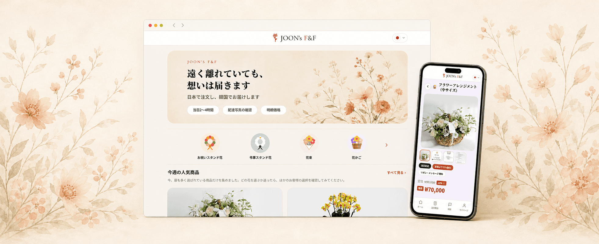 メッセンジャーで注文を受けるサービス画面